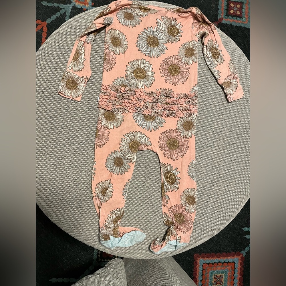 Posh Peanut Zip Up Footie Pajamas, Pink Daisies, 18-24 mo